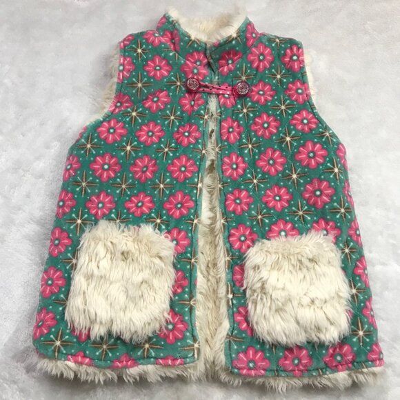 Matilda Jane Reversible Clear Day Vest Girls Size 8 Faux Fur and Quilted Floral - Picture 3 of 12